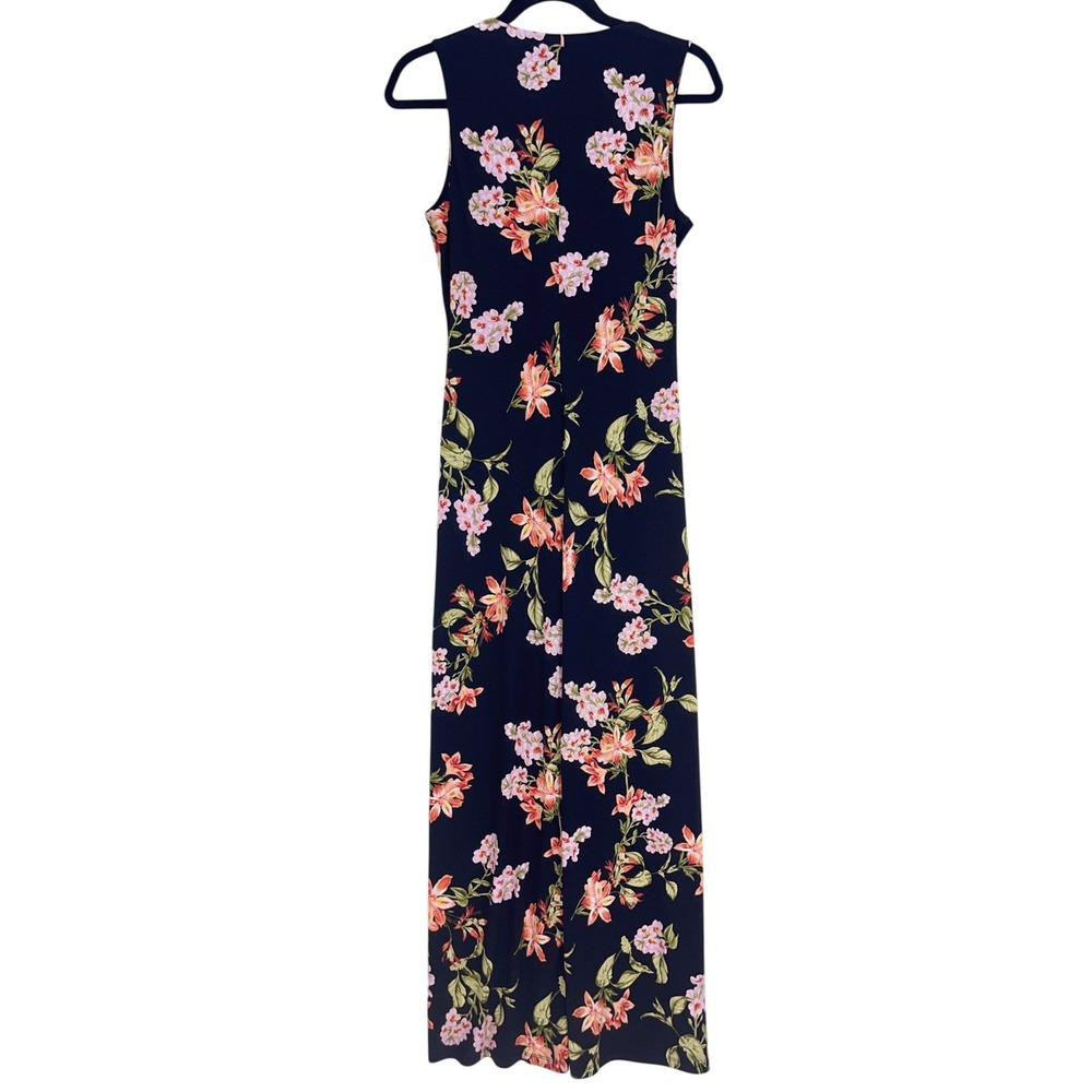 Tommy Bahama Black Floral Twist Front Maxi Dress S Sleeveless V-Neck Tropical - Picture 2 of 9
